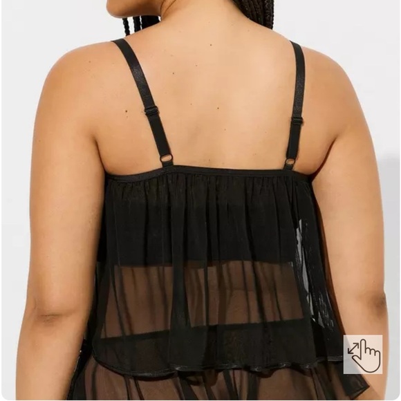 Torrid NWT Playful Mesh Cami Top in Rich Black​ size 2x - Picture 2 of 5